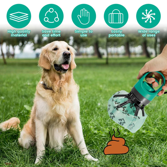 Dog Walker Portable Poop Scooper with Built-in Bag Dispenser